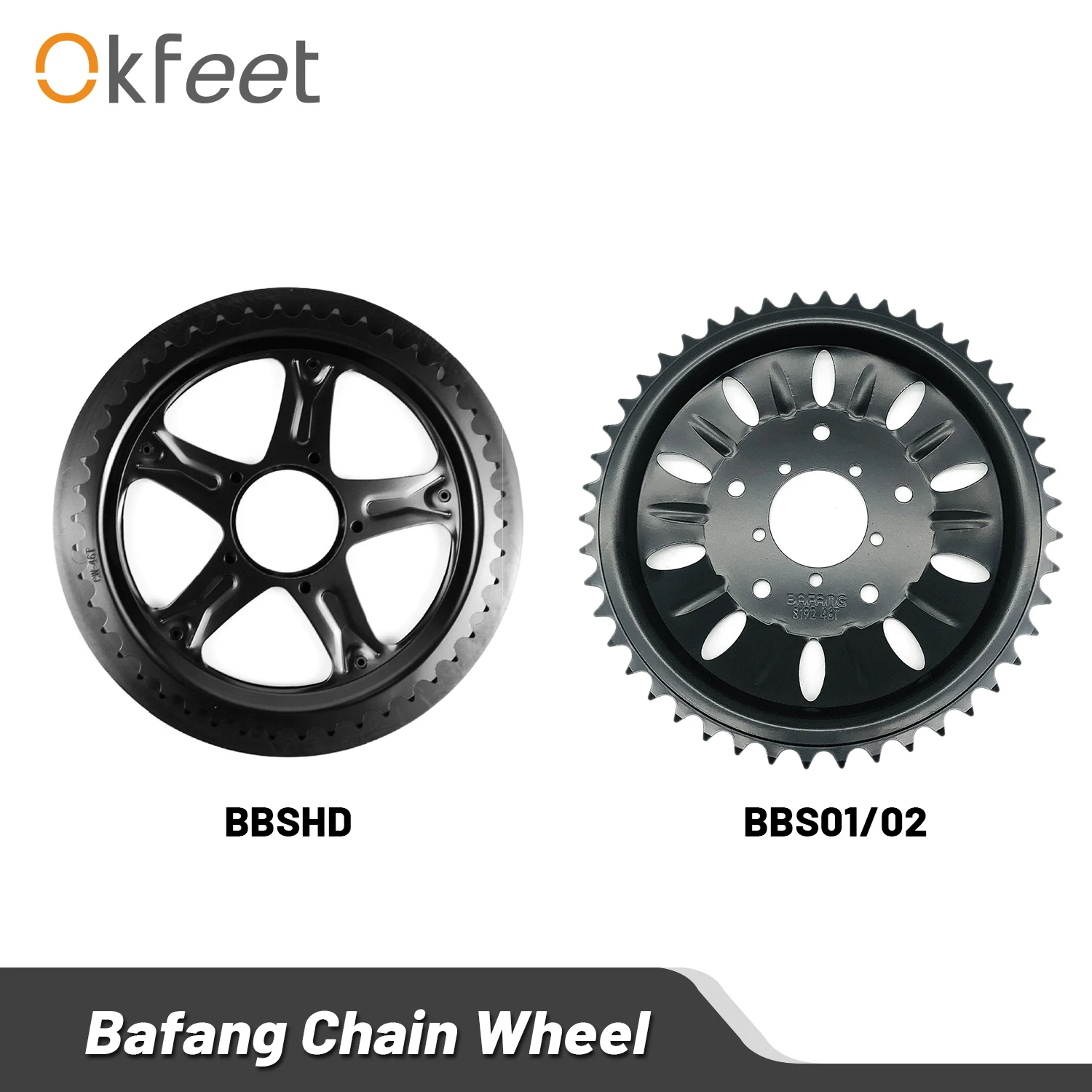 

okfeet BBS01 BBS02 BAFANG E bike Electric Bicycle Replacement 44T 46T 48T 52T Teeth Chain Wheel for Bafang Mid Drive Motor