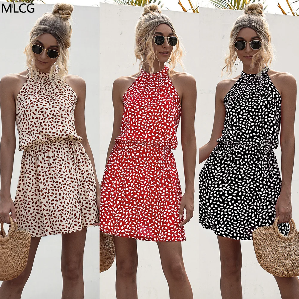 Летнее богемное платье без бретелек с принтом в виде сердца и юбкой 2020|Женские