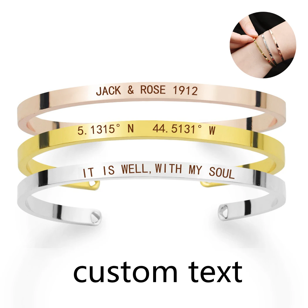 Персонализированный браслет на заказ с именем буквами текстом гравировкой