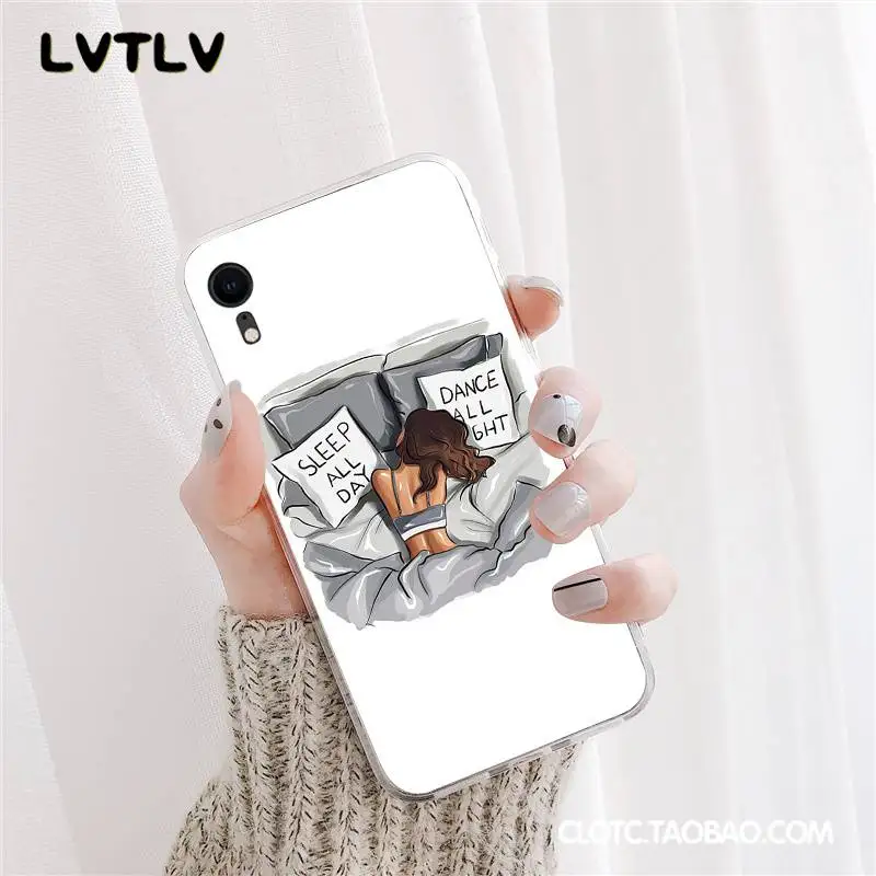 LVTLV Рождество принцесса девушка кофе Coque оболочки телефона чехол для iPhone 11 pro XS MAX 8