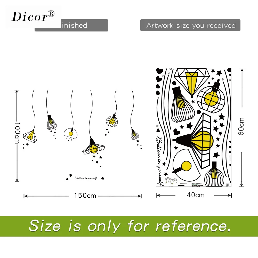 5 видов стилей креативные наклейки на стену для гостиной детей мультяшная люстра