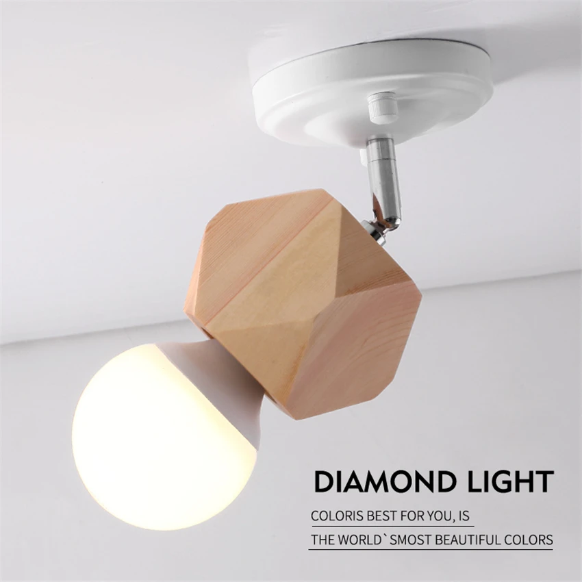 Современные вращающиеся потолочные светильники из твердой древесины в