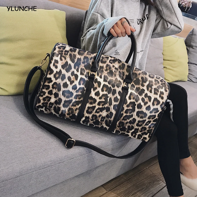 

YLUNCHE Autumn and winter 2019 Europe and America fashion leopard print cylinder bag large capacity handbag Pu women's bag