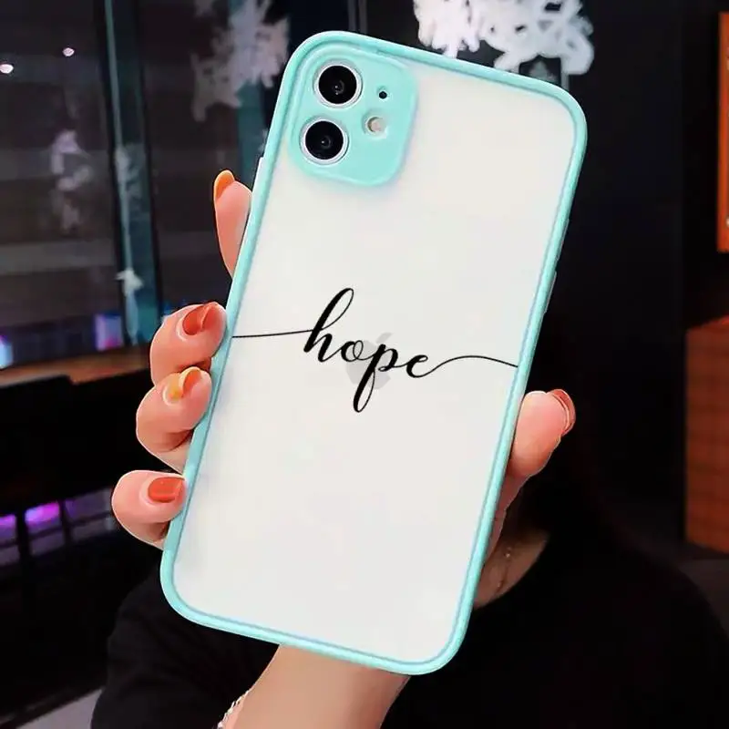 

Love Heart Letter Phone Case Matte transparent For blue iPhone 12 Mini 11 Pro XR XS Max 7 8 Plus X Back Cover