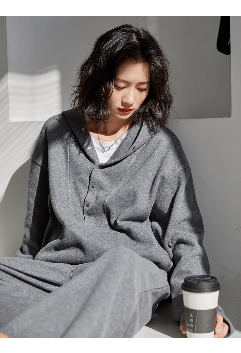 

Loose Temperament Sweater Two-Piece Fashionable Wide-Leg Pants