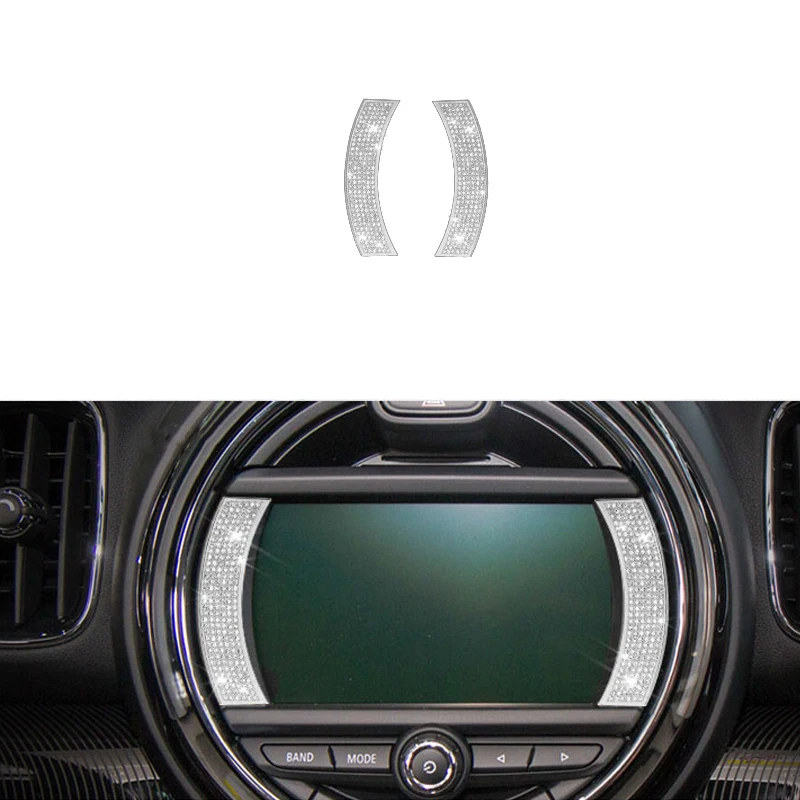 

KJAUTOMAX For Mini Cooper F55 F56 F54 2014-2016 Display Decoration Bling Crystal Sticker Zinc Alloy 2pcs