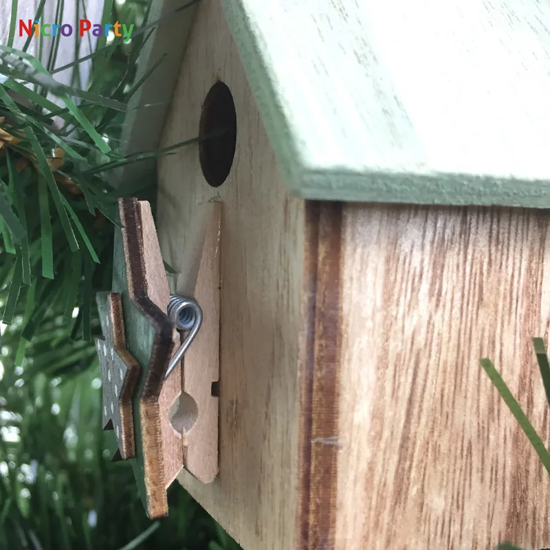 Nicro Деревянные Подвески на рождественскую елку маленький деревянный домик милые