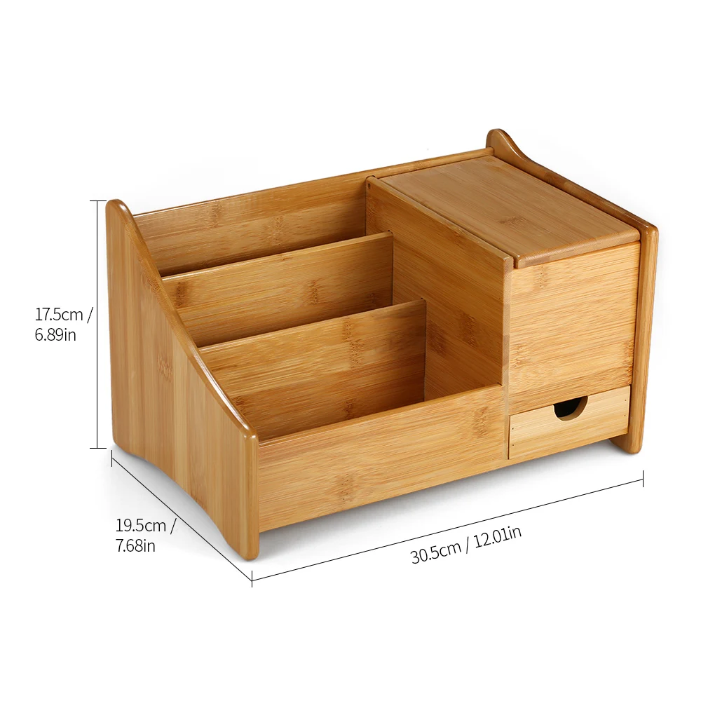 

New Natural Bamboo Cosmetic Drawer Makeup Organizer Makeup Storage Box Container Nail Casket Holder Desktop Sundry Storage Case