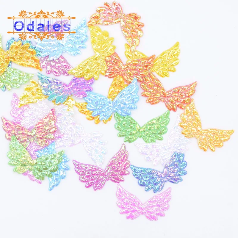 50 шт./лот блестящая аппликация в виде крыла ангела двусторонние нашивки сделай