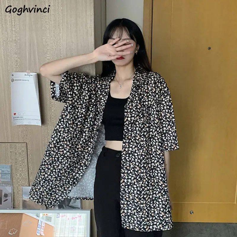 

Blouses Shirts Women Summer Thin Short Sleeve Loose Print Harajuku Street Wear Leisure BF Chic All-match Womens Korean Style New