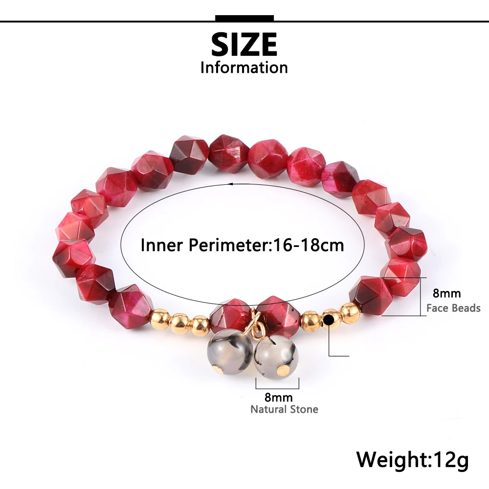 Женский браслет с натуральными гранями и кристаллами клубники индийский оникс