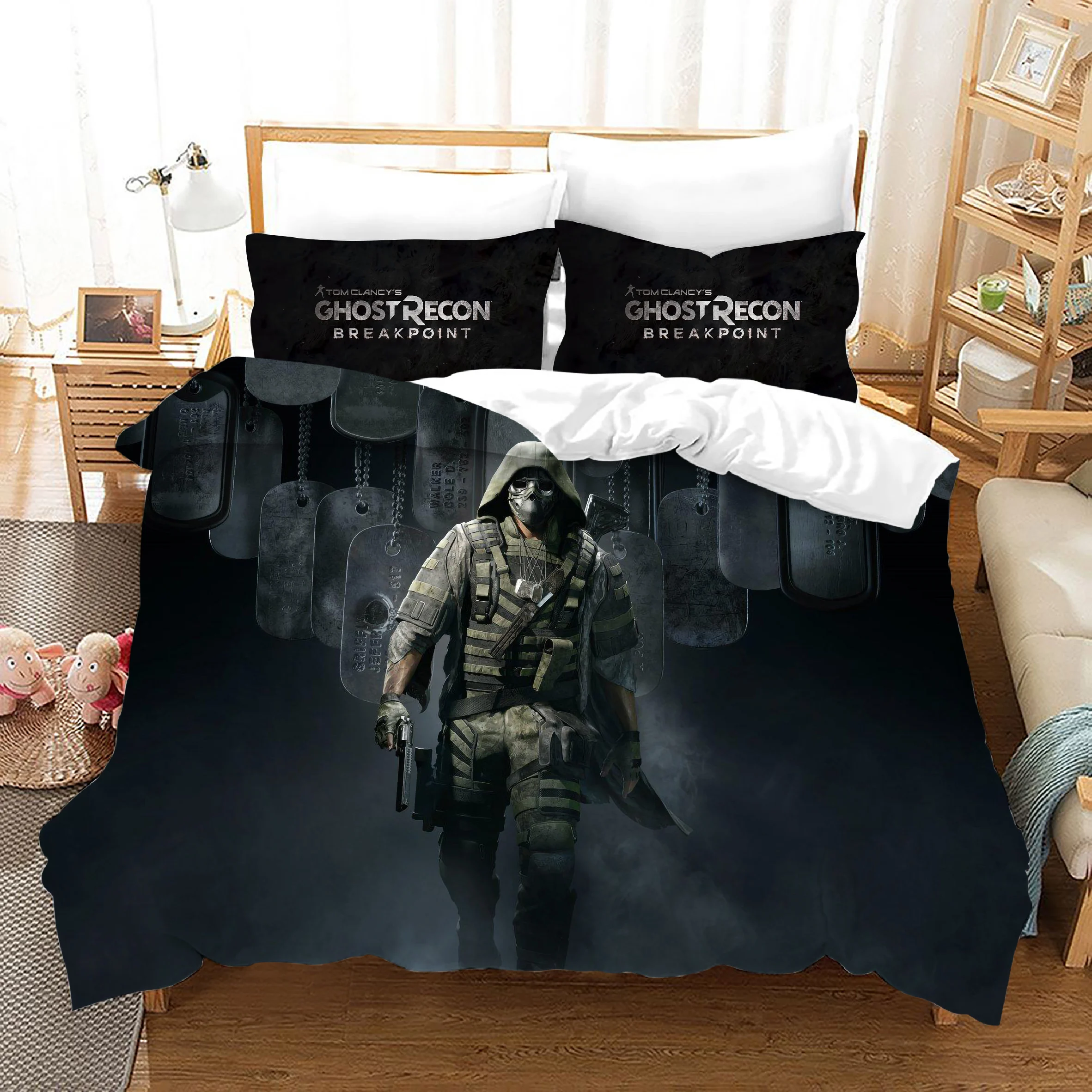 

Game Ghost Recon Bedding Set Quilt Duvet Cover Pillowcases Bed Cover Set Twin Full Queen King Single Double 2-3PCS