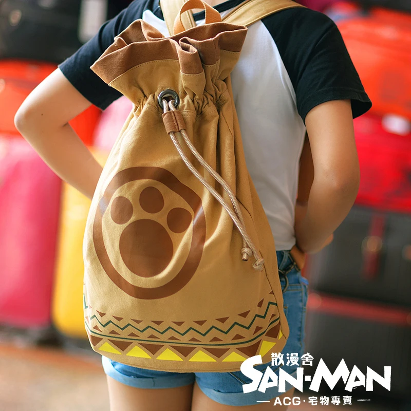

Monster Hunter Airou Airu Cat Paw Cosplay Canvas Drawstring Backpack Student School Shoulder Bag Laptop Travel Rucksack Gift