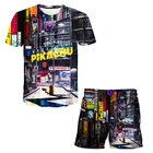 Летняя дышащая детская одежда 3D, футболка с тыкмоном, костюм для мальчиков и девочек, детская одежда, модные шорты с коротким рукавом с героями мультфильмов
