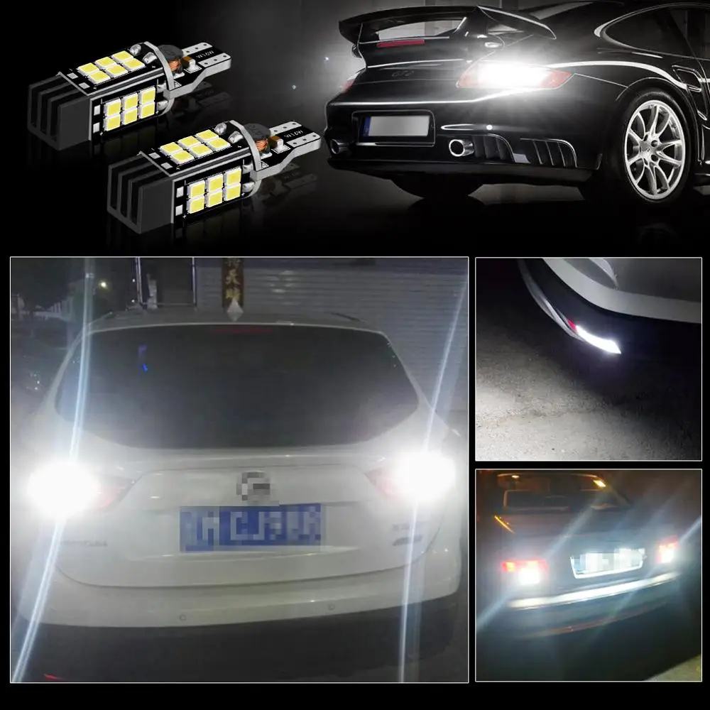 Светодиодный светильник T15 W16W 912 921 2 шт. 24SMD 2835 чипы автомобильная лампа Canbus OBC без