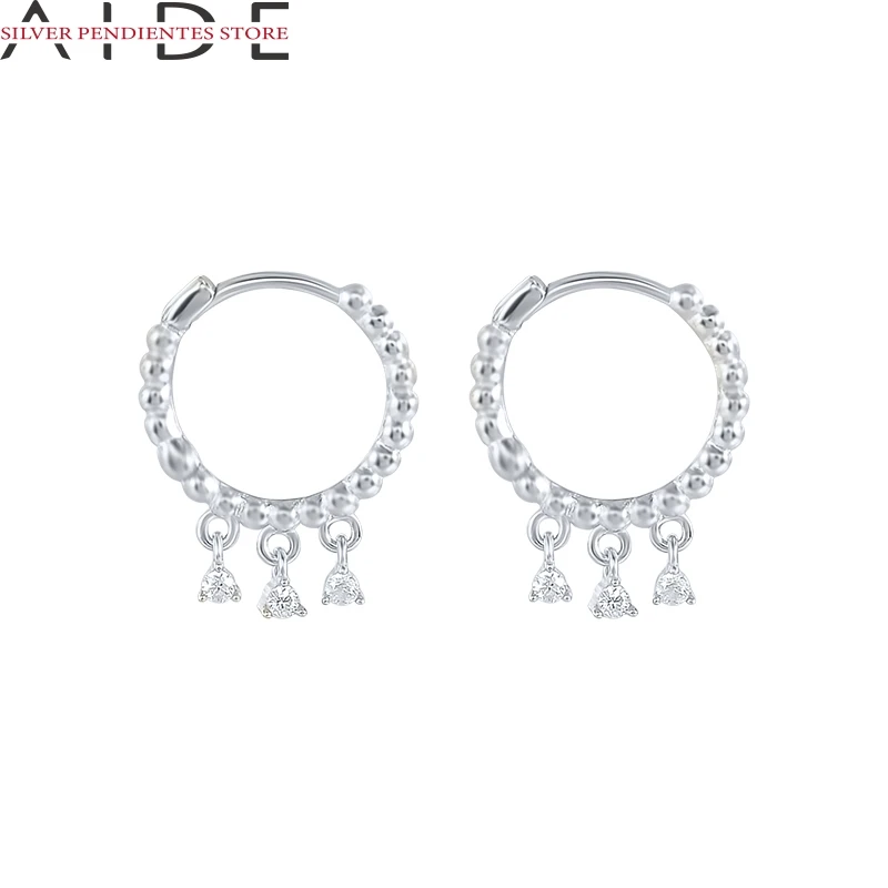 

AIDE Luxury Zircon Circle Round Earring 100% 925 Sterling Silver Hoop Earrings For Women Fine Earings Jewelry Pendientes Mujer