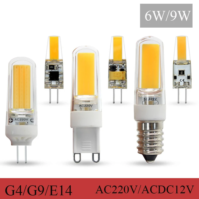 Светодиодный прожектор 9 Вт 12 10 светодиодные лампы G9 COB 220 В DC12V G4 Cob Светодиодная
