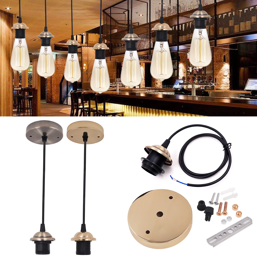 E27 Screw Ceiling Light Pendant Lamp Holder Fitting Lighting Suspension Set 5 Colors |