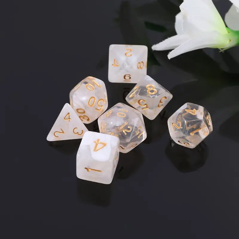 2021 Новинка 7 шт./компл. прозрачные двусторонние игральные кости D4 D6 D8 D10 D12 D20 для
