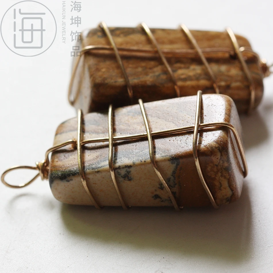 Ремесло поставка в металлической рамке натуральный камень кулон проволока