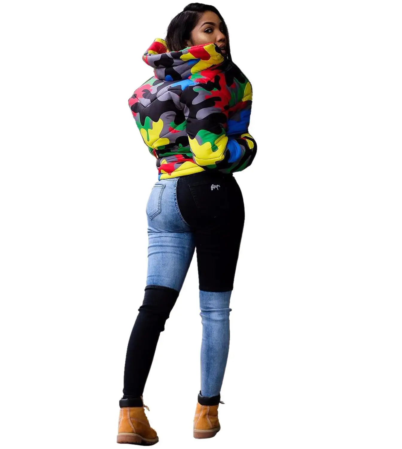 

Casual Women Coats Zippers Pockets Camouflage Jacket Turn Down Collar Velvet Overcoat Plus Size High Street Outdoor Wears