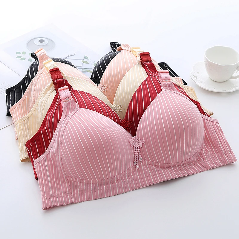 

Summer Women's Bra Fringed Stripes Ladies Adjustable Shoulder Straps Bra Pads Underwear Without Steel Support