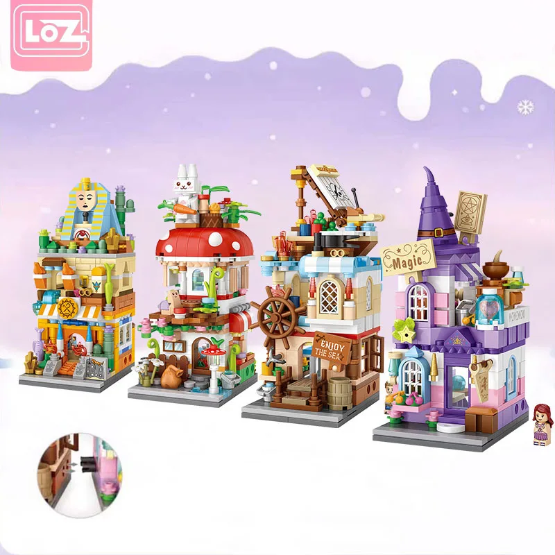 

LOZ Street View Scene Mini Building Blocks Magic House 3D Architecture City Store Bricks Xmas Gift DIY Educational Toys for Kids