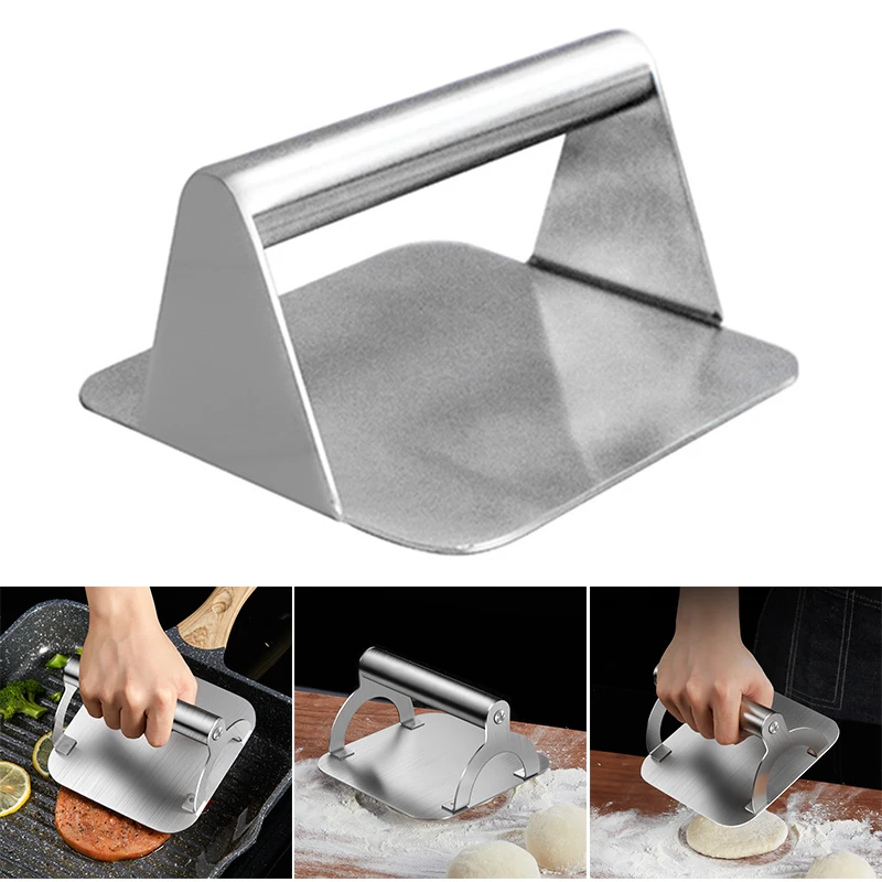

1pcs Stainless Steel Bacon Press Multipurpose Manual Hamburger Patty Press Practical Kitchen Gadgets Accessories