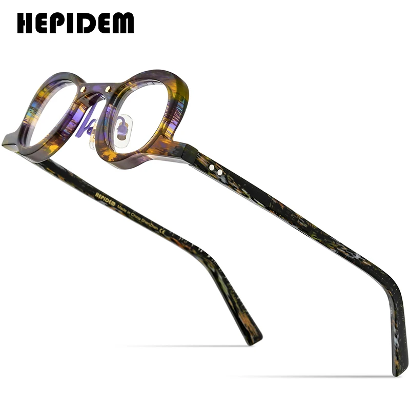 

HEPIDEM Acetate Glasses Frame Men Vintage Retro Small Round Eyeglasses Women Optical Prescription Spectacles Myopia Eyewear 9175