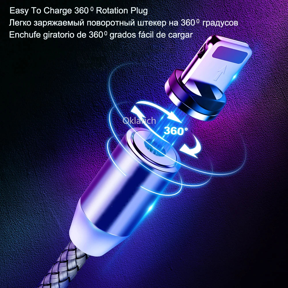 Oklarich Быстрая зарядка Магнитный USB кабель Тип C микро Type магнитное зарядное