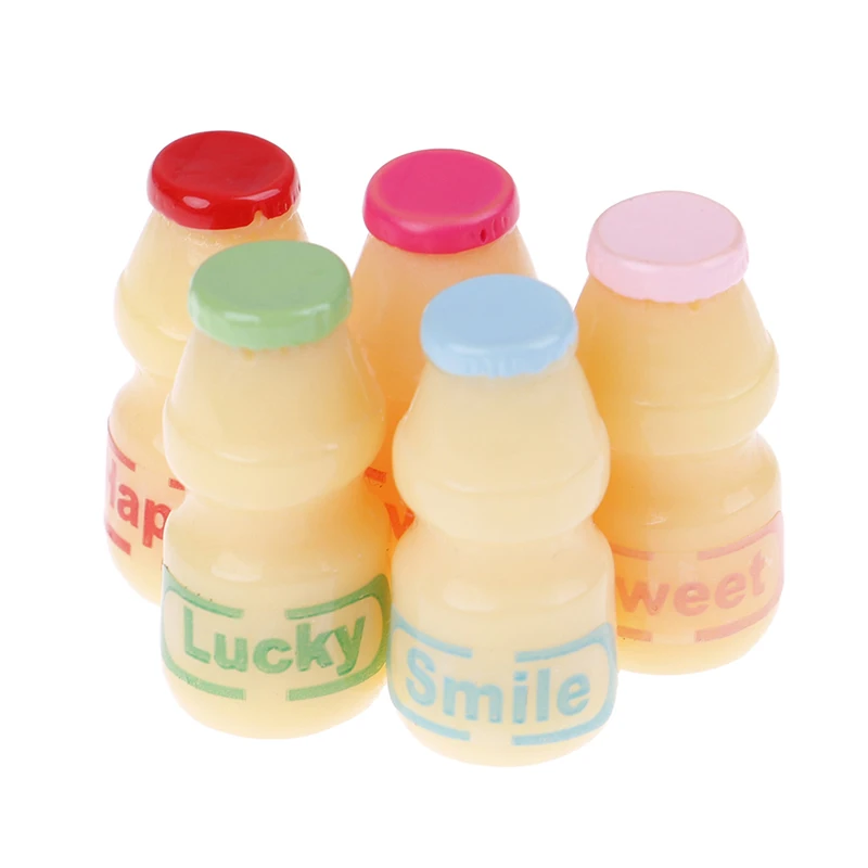 

5Pcs/lot 1/6 breakfast Milk Drink Bottle Food for Doll Wine Water Dollhouse Miniature Pretend Play Kitchen Toy