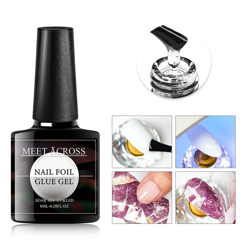 MEET ACROSS 8 мл клей для ногтей Фольга звездное небо переводная наклейка лак гель DIY