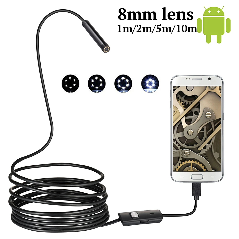 HD 8 мм OTG Android эндоскоп камера 1 м/10 м видео бороскоп Инспекционная Windows USB для
