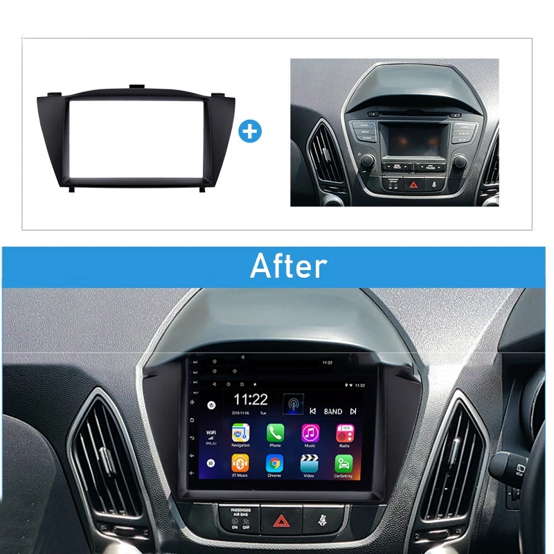

Двойной Din автомобильный радиоприемник Fascia Trim Kit Установить рамку DVD панель стерео интерфейс для HYUNDAI TUCSON IX35 2010 + X мм