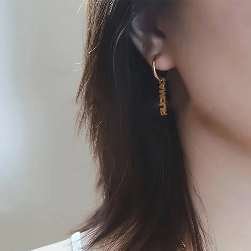 UZone 1 пара серьги-кольца из нержавеющей стали с индивидуальным именем Съемная