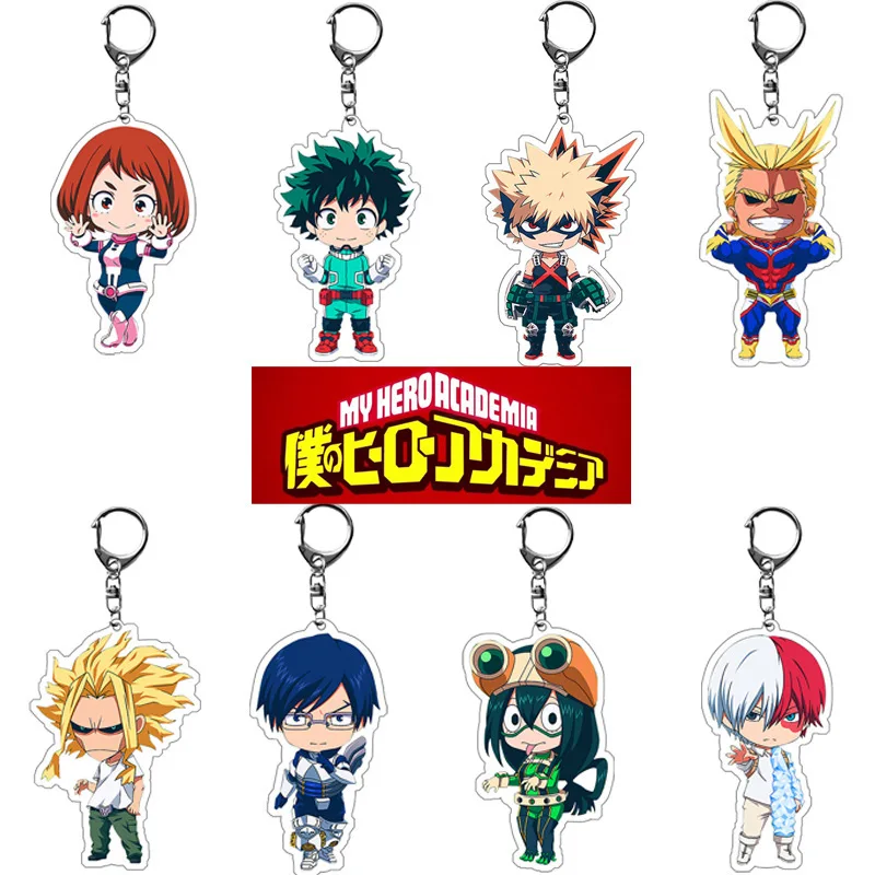 wholesale anime my hero academia acrylic keychain double sided izuku bakugou katsuki todoroki shoto figure pendant keyring gift free global shipping