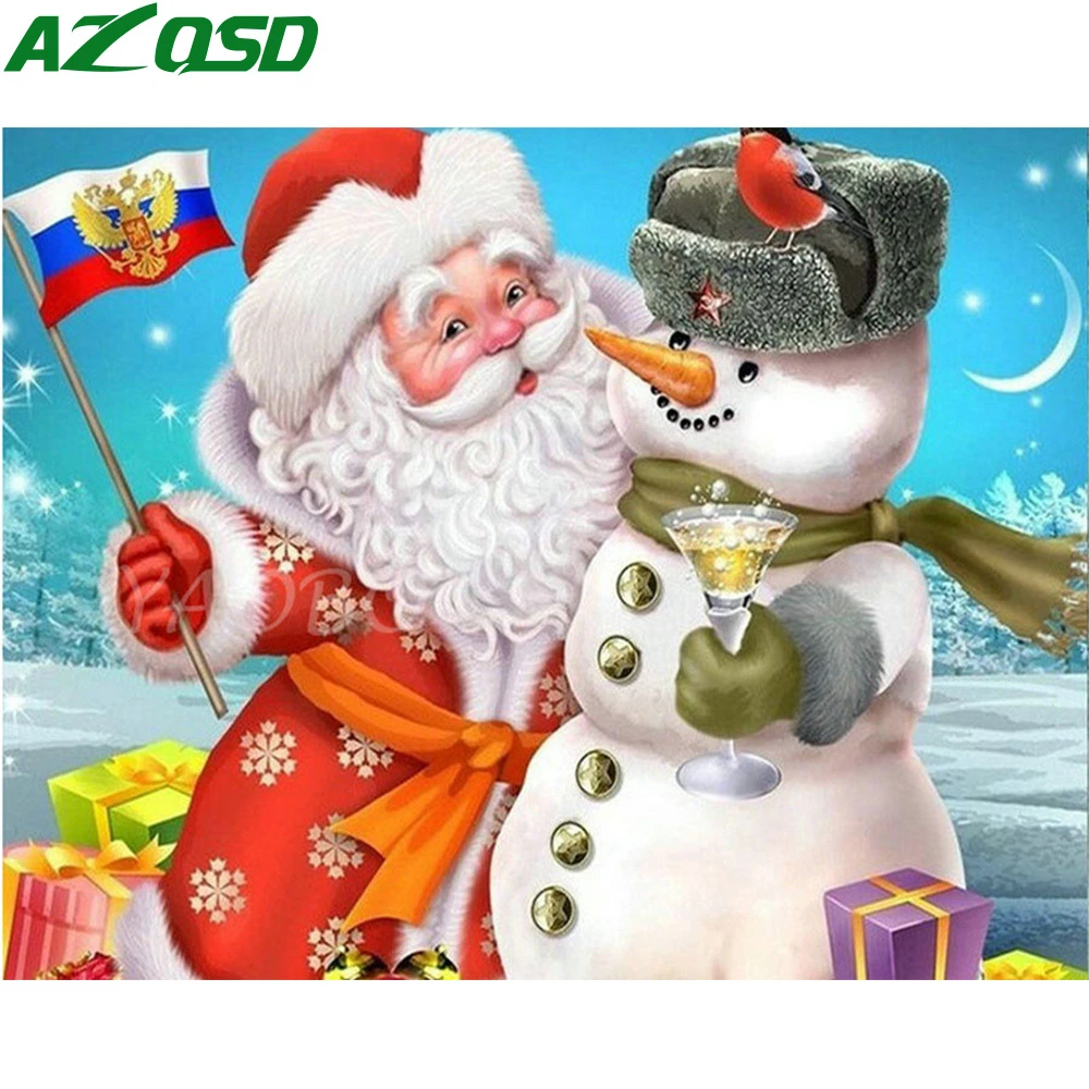 

AZQSD Рождественская Алмазная Вышивка крестиком, наборы ручной работы, алмазная картина, пейзаж, стразы, настенная живопись