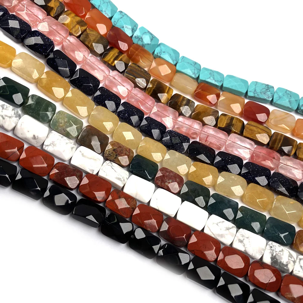 

Natural Stone Faceted Square shape Beading Agates crystal Scattered beads For jewelry making DIY Necklace Bracelet Accessories