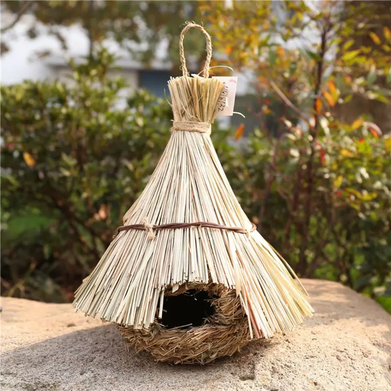 Birds Nest Natural Grass Eggs Cage Outdoor Decorative Weaved Hanging Parrot Hous PXPC