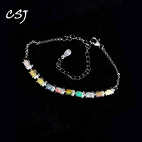 csj real natural black opal bracelet sterling 925 silver ethiopia gemstone 34mm bangle jewelry for women birthday party gift