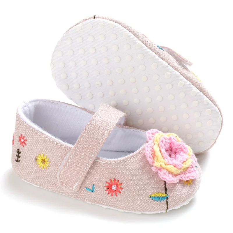 

Baby Girls First walker Toddler Soft Soled Shoes Anti-Slip Flower Newborn hook&loop Cotton shoes for 0-18M Baby girl