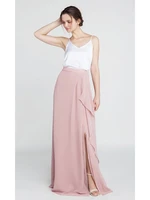 long chiffon bridesmaid skirt with slit ruffled camisole top