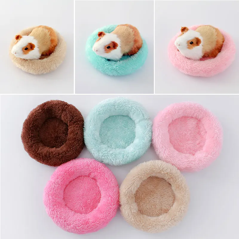 

Cat Bed Soft Plush Dog Kennel Mat Puppy Round Cushion Portable Animal Sleeping Supplies Cats Warm Bed Pet Cage Hamster Nest