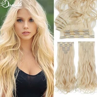 s noilite synthetic long wavy clip in hair extensions clip in 8pcsset hairpieces 24inch pure color bleach blonde clip in hair