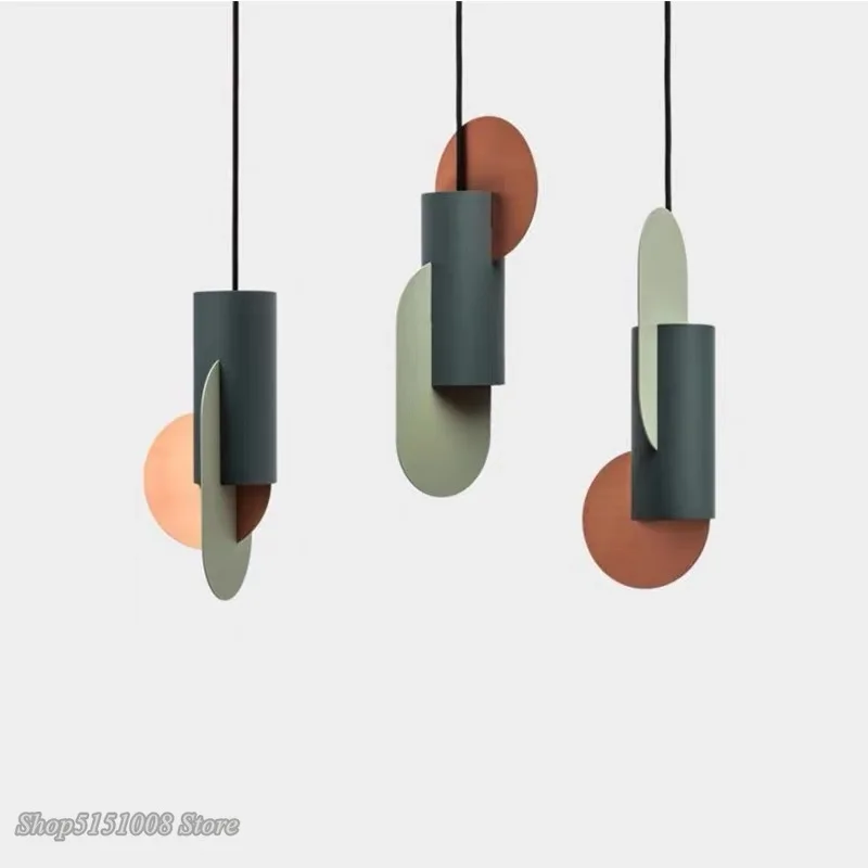 Скандинавский современный подвесной светильник с одной головкой зеленой