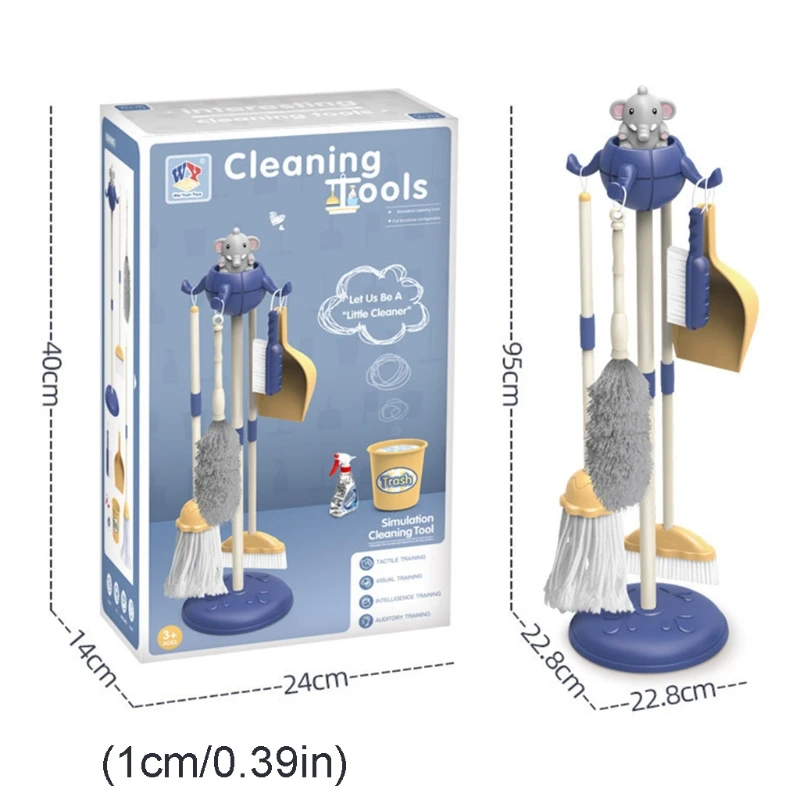 

P15C Children Simulation Mop Broom Dustpan Cleaning Tools Set Girls Play House Role Play Interactive Toys Kids Birthday Gift