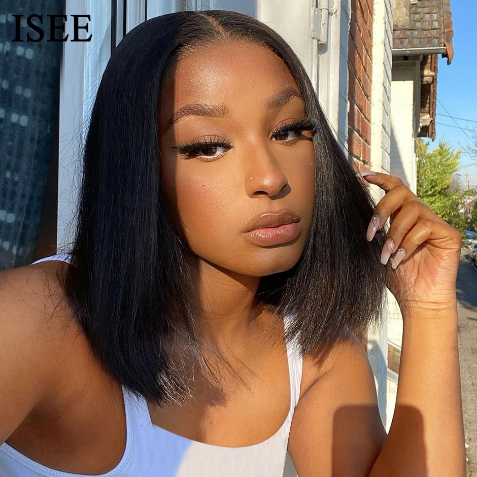 Малазийские прямые парики из человеческих волос на сетке короткие | Шиньоны и