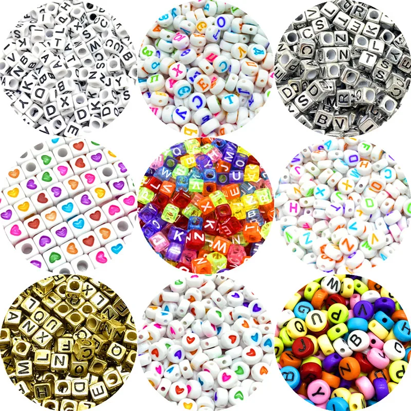 100Pcs/Lot 6mm Mixed Square Alphabet Letter Beads Charms Bracelet Necklace For Jewelry Making DIY Bracelet Necklace Accessories