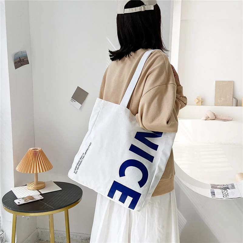 

Literature and Art One-shoulder Canvas Bag Female 2021 New Simple Letter Bag Large Capacity Korean Style Cute Canvas Bag