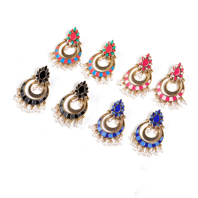 Женские серьги в национальном стиле богемные с отверстиями искусственным